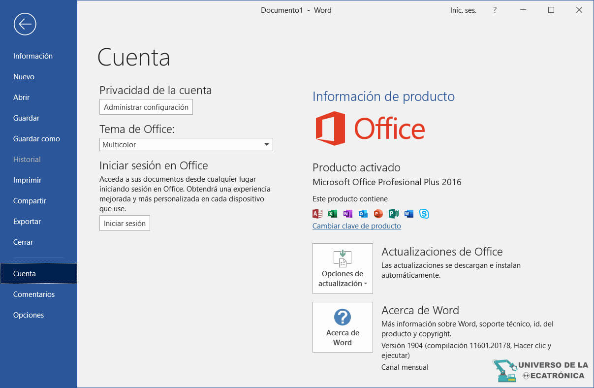 Microsoft Office 2016 - Captura de pantalla