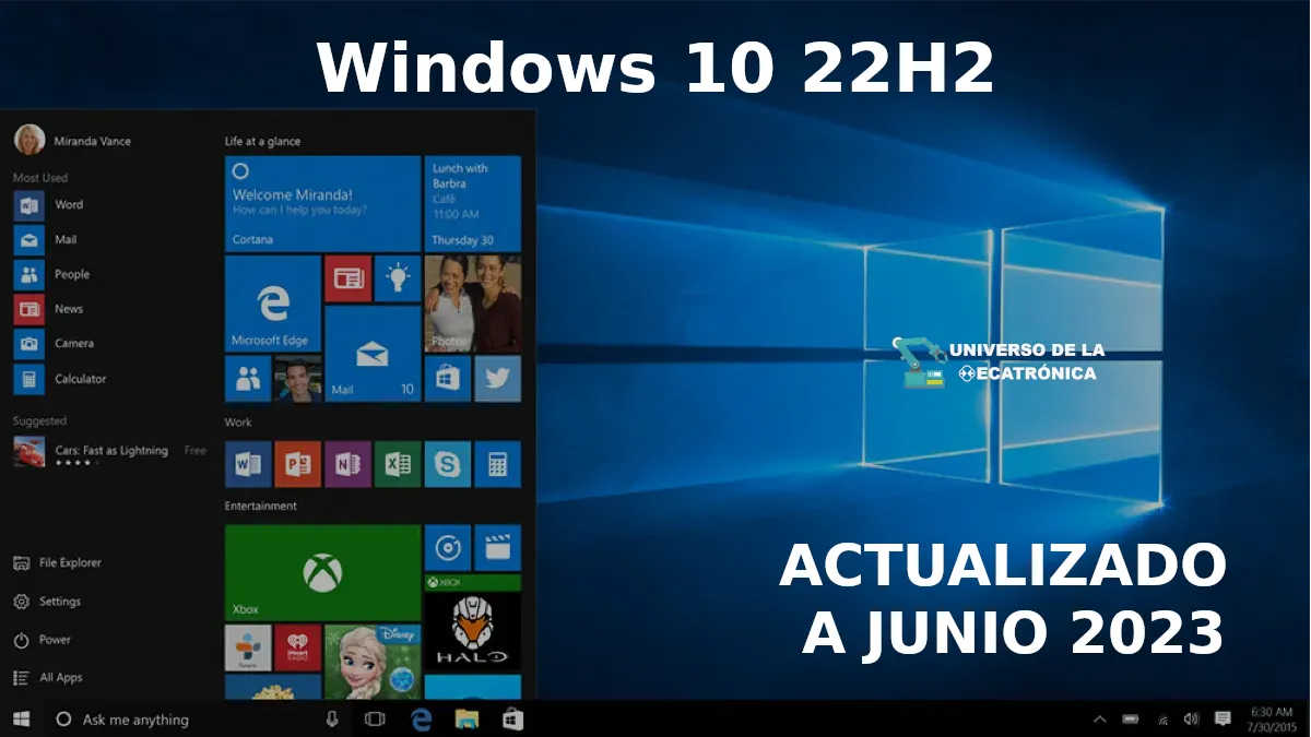 Windows 10 22h2 actualizado con Window Update hasta junio del 2023 pre activado con licencia